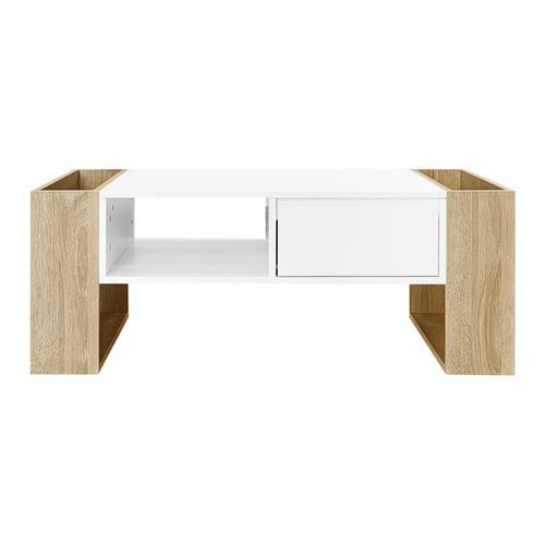 Table Basse Table De Salon Avec Tiroir Et Compartiments Ouverts - 105x60x40cm Blanc,bois Mdf