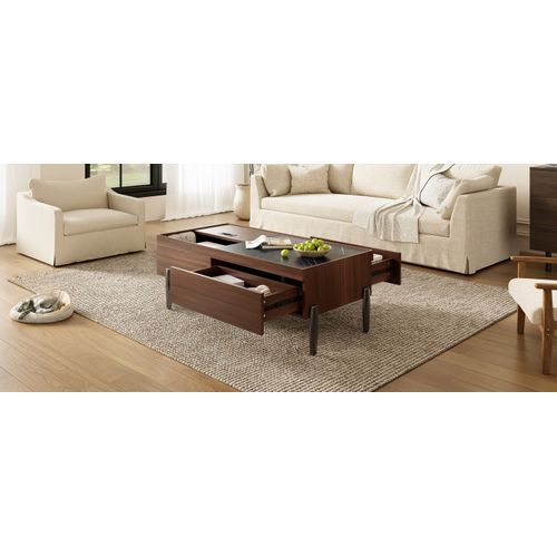 Table Basse Table De Salon - 105x50x41.5cm Marron,gris Foncé Mdf