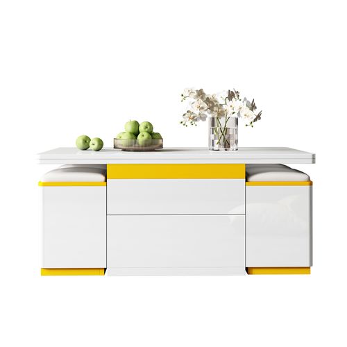 Table Basse Table De Salon Multifonctionnelle - 100x50x43cm Blanc Mdf