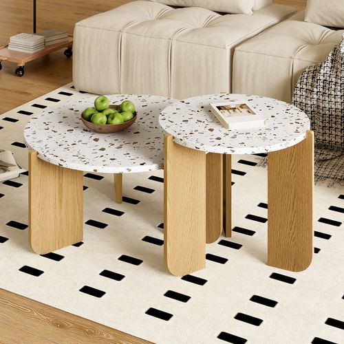 Ensemble De 2pcs Tables Basses Tables De Salon Modernes - Bois Mdf