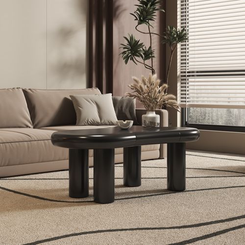 Table Basse Table De Salon LED En Forme De Nuage - 98x65.5x40cm Noir Mdf