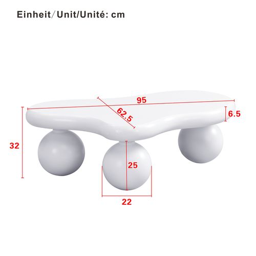 Table Basse Table De Salon LED En Forme De Nuage - Ronde 95x62.5x32cm Blanc Mdf
