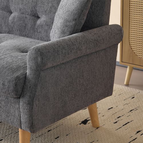 Canapé à 2 Places - Canapé Droit Moderne Avec Coussins Épais Tissu Chenille 162x74x77cm Gris