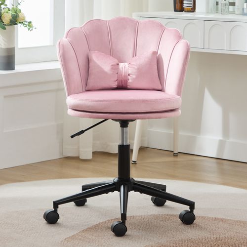Chaise Dactylo Chaise Pivotant - En Forme De Pétale Hauteur Réglable 55x62x73cm Rose