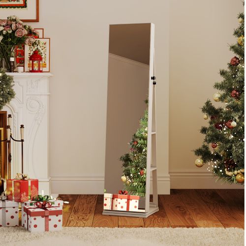 Armoire à Bijoux Pivotante Avec Miroir Pleine Longueur Et Étagères Arrière Miroir Avec Éclairage