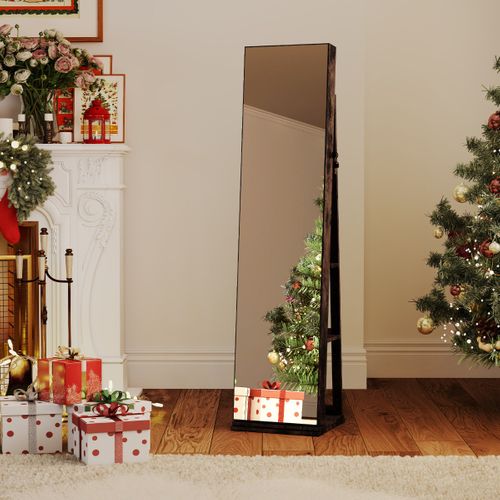 Armoire à Bijoux Pivotante Avec Miroir Pleine Longueur Et Étagères Arrière Miroir Avec Éclairage