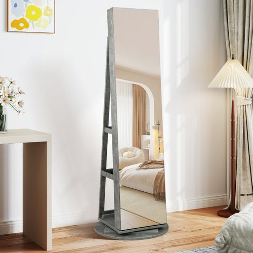 Armoire à Bijoux Pivotante LED 3 Couleurs Miroir Pleine Longueur Avec Rangement Vert