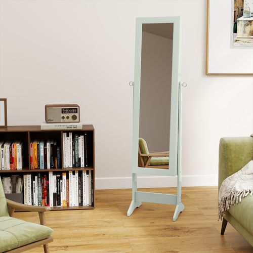 Armoire à Bijoux Sur Pied Avec Miroir Armoire De Rangement Cosmétiques Réglables Vert