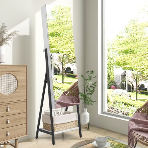 Armoire à Bijoux Sur Pied Avec Miroir Pleine Longueur HD Lumières LED 3 Couleurs Et Miroir