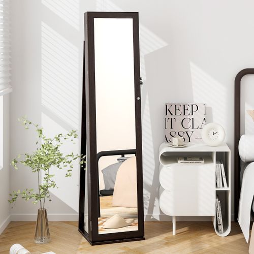 Armoire à Bijoux Sur Pieds Miroir Pleine Longueur Et Miroir 38 X 38 X 157,5 Cm Marron
