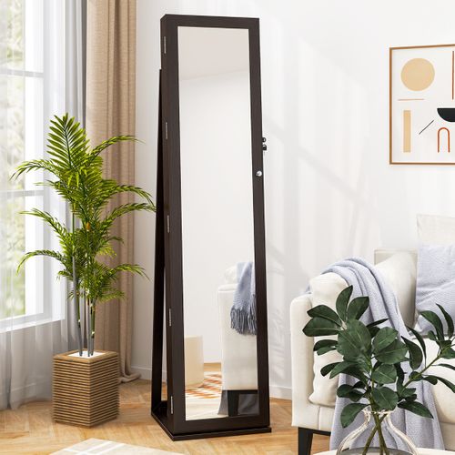 Armoire à Bijoux Sur Pieds Miroir Pleine Longueur Et Miroir 38 X 38 X 157,5 Cm Marron