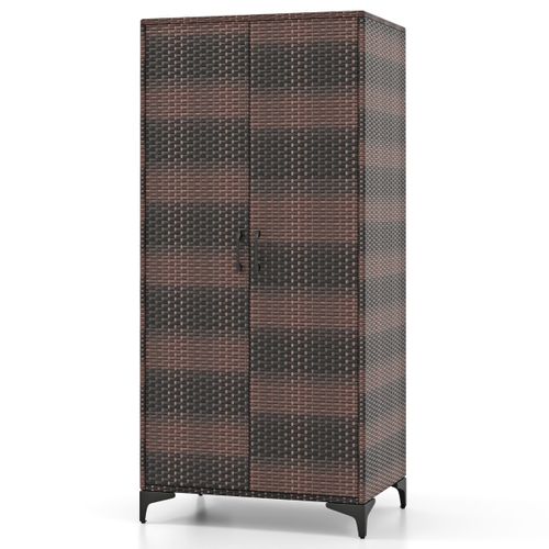 Armoire Penderie Organisateur De Vêtements Osier 2 Porteset 4 Cubes 72 X 50 X 157 Cm Marron