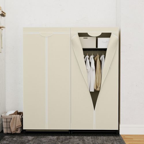 Armoire Penderie En Tissu Grande Capacité De Stockage 75x50x170 Cm Beige