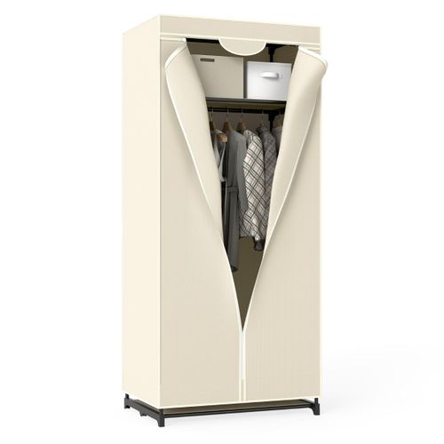 Armoire Penderie En Tissu Grande Capacité De Stockage 75x50x170 Cm Beige