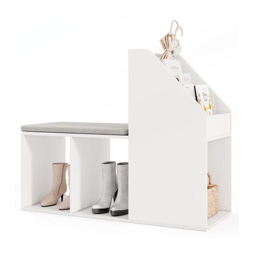Banc De Rangement à Chaussures Avec Coussin De Siège Amovible Banc D'entrée Avec 3 Compartiments