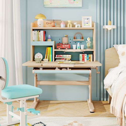 Bureau D'étude Pour Enfants Avec Tiroir Table D'écriture Hauteur Réglable Plateau Inclinable Bleu