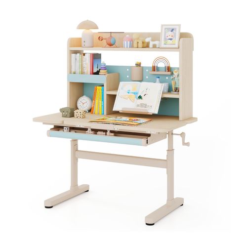 Bureau D'étude Pour Enfants Avec Tiroir Table D'écriture Hauteur Réglable Plateau Inclinable Bleu