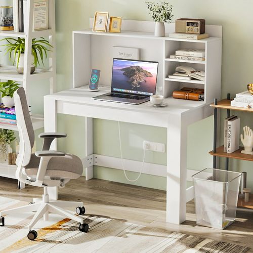 Bureau D'ordinateur Avec Bibliothèque Bureau D'étude Avec Prises Électriques Et Passe-câbles Table