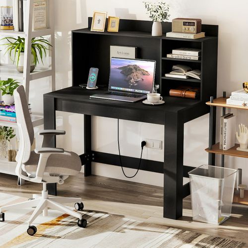 Bureau D'ordinateur Avec Bibliothèque Bureau D'étude Avec Prises Électriques Et Passe-câbles Table