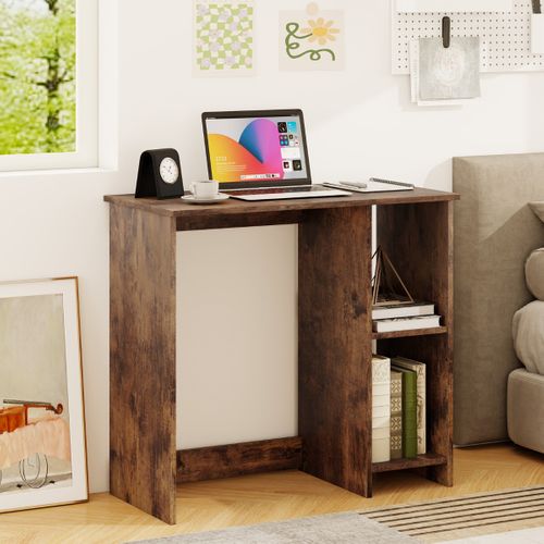 Bureau D'ordinateur Table De Travail Avec 2 Compartiments Bureau Informatique 40 X 80 X74 Cm Café