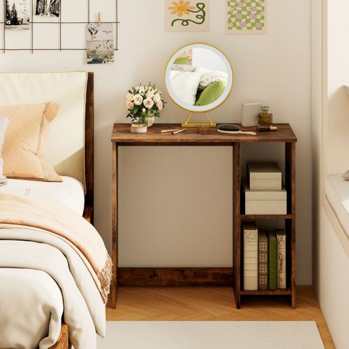 Bureau D'ordinateur Table De Travail Avec 2 Compartiments Bureau Informatique 40 X 80 X74 Cm Café