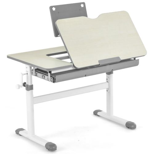 Bureau Pour Enfants Hauteur Réglable Avec Plateau Inclinable Support De Livre Tiroir Gris