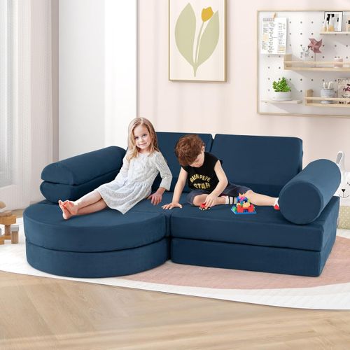 Canapé Modulaire Enfants 14 Pièces Canapé Pliable Garçons Filles Avec Tissu En Velours Doux
