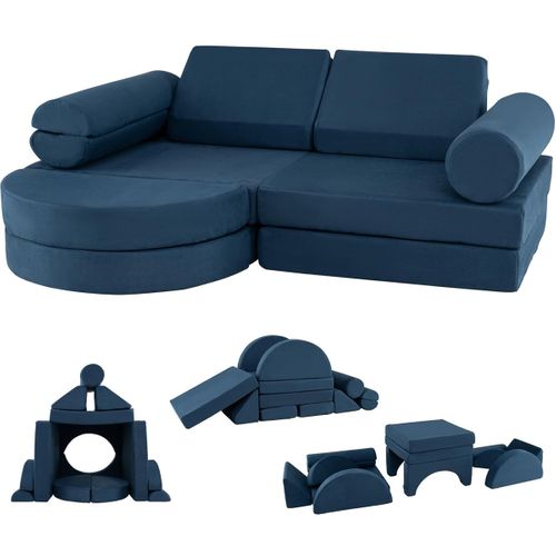 Canapé Modulaire Enfants 14 Pièces Canapé Pliable Garçons Filles Avec Tissu En Velours Doux