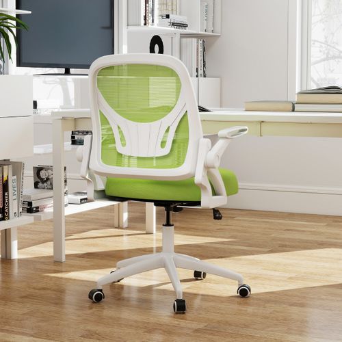 Chaise De Bureau Ergonomique En Résille Hauteur Réglable Avec Accoudoirs Relevables Pivotante Vert
