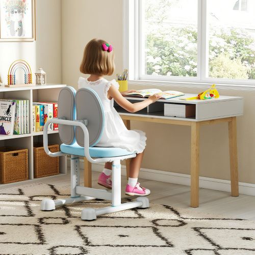 Chaise De Bureau Pour Enfant Chaise D'étude Avec Double Soutien Lombaire Hauteur Réglable Bleu