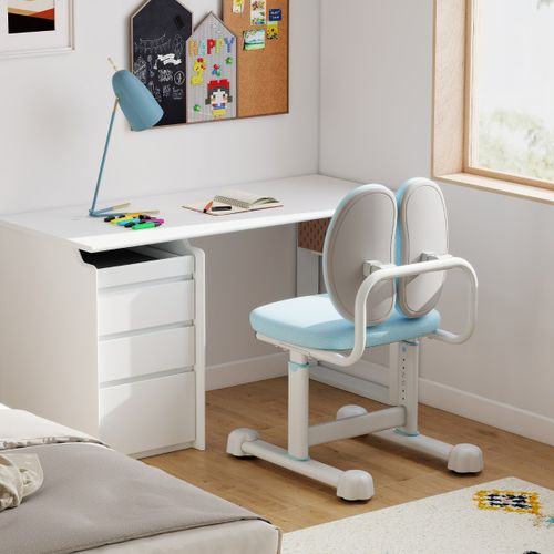 Chaise De Bureau Pour Enfant Chaise D'étude Avec Double Soutien Lombaire Hauteur Réglable Bleu