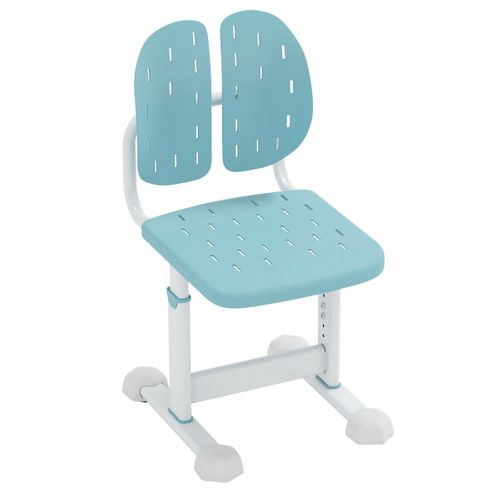 Chaise De Bureau Pour Enfant Hauteur Réglable Avec Double Dossier Assise Respirante Métal Bleu
