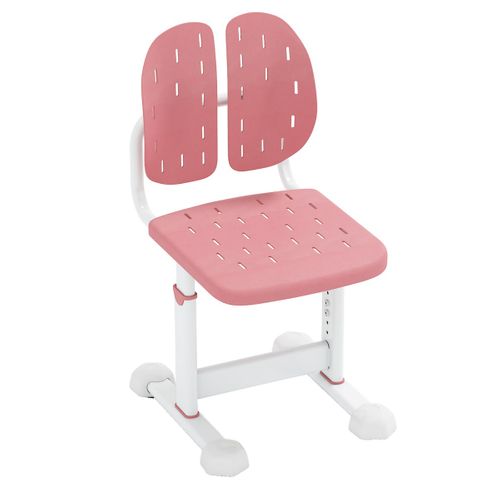 Chaise De Bureau Pour Enfant Hauteur Réglable Avec Double Dossier Assise Respirante Métal Rose