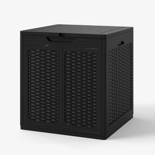 Coffre De Rangement Extérieur 145l Conteneur De Jardin Couvercle Verrouillable 56x56x60,5cm Noir