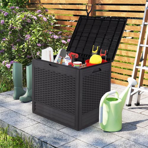 Coffre De Rangement Extérieure Conteneur De Jardin Pp 96 L Couvercle Verrouillable Brun