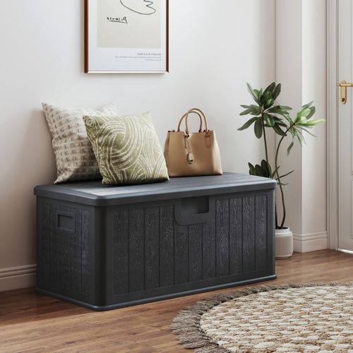 Coffre De Rangement Extérieure Résine 378l Boîte De Rangement Imperméable 130 X 64 X 59 Cm Gris