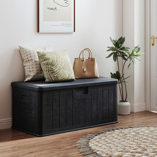 Coffre De Rangement Extérieure Résine 378l Boîte De Rangement Imperméable 130 X 64 X 59 Cm Noir