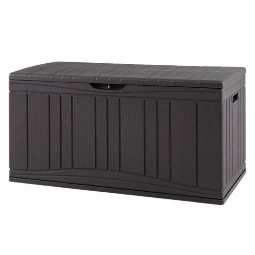 Coffre De Rangement Pour Patio Boîte De Rangement 300l Hdpe Avec Couvercle Verrouillable Marron