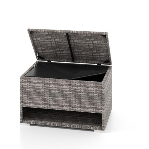 Coffre De Terrasse Boîte De Rangement 186l Avec Étagère à Chaussures Osier Doublure Protectrice