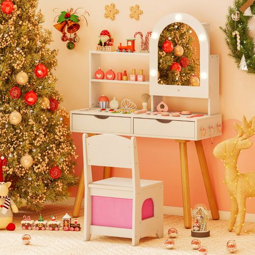 Coiffeuse Pour Enfants Coiffeuse Avec 3 Modes D'éclairage Luminosité Réglable Miroir