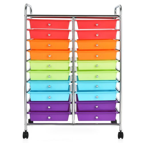 Desserte à Roulettes Chariot De Rangement à 20 Tiroirs Multifonctionnel Multicouleur