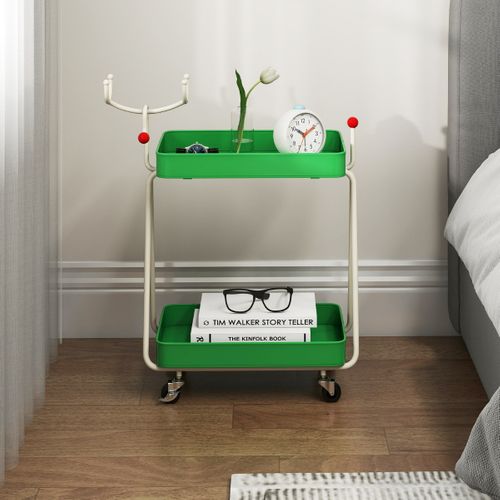 Desserte à Roulettes, Chariot De Rangement Noël à 2 Niveaux 55,5 X 28,5 X 66,5 Cm Vert