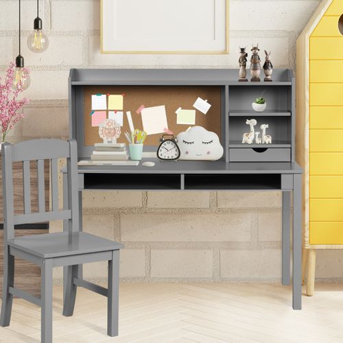 Ensemble Bureau Et Chaise Pour Enfant Bureau Pour Enfant Avec Tiroirs 111,5x61x110,5cm Gris