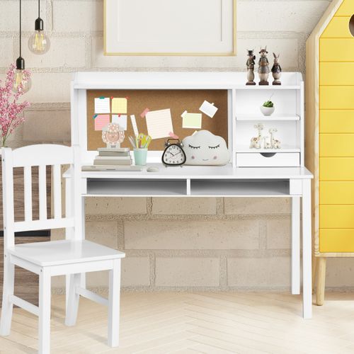 Ensemble Bureau Et Chaise Pour Enfant Bureau Pour Enfant Avec Tiroirs 111,5x61x110,5cm Blanc