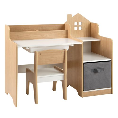 Ensemble Bureau Et Chaise Pour Enfants Table D'étude Pour Enfants Avec Etagères Ouvertes Tiroir Et