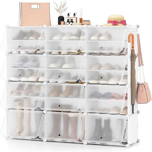 Étagère à Chaussures à 8 Niveaux Armoire à Chaussures En Plastique Pour 48 Paires
