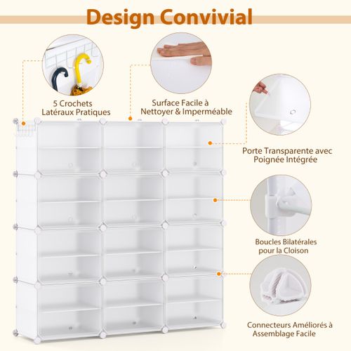 Étagère à Chaussures à 8 Niveaux Armoire à Chaussures En Plastique Pour 48 Paires