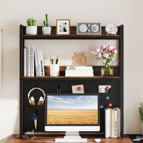 Étagère De Bureau Console De Bureau à 2 Niveaux Polyvalente Industriel 94x27x103 Cm Brun Rustique