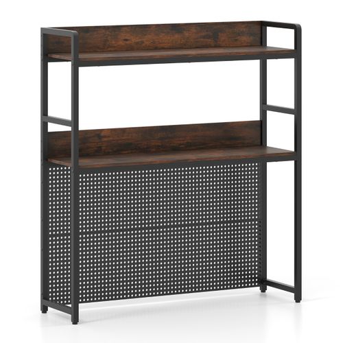 Étagère De Bureau Console De Bureau à 2 Niveaux Polyvalente Industriel 94x27x103 Cm Brun Rustique