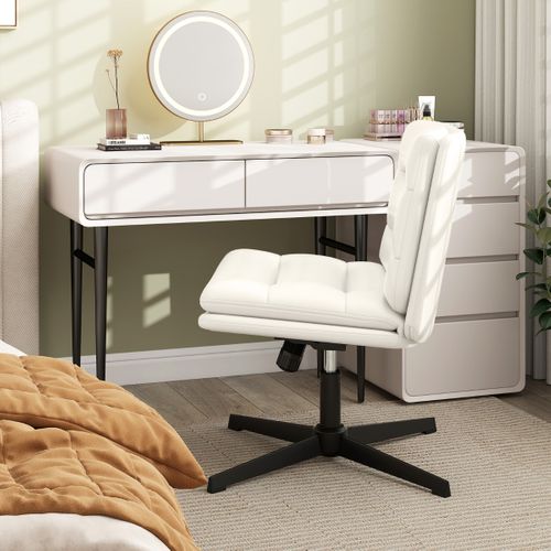 Fauteuil De Bureau Chaise De Bureau Sans Accoudoirs Hauteur Réglable Pivotante Blanc
